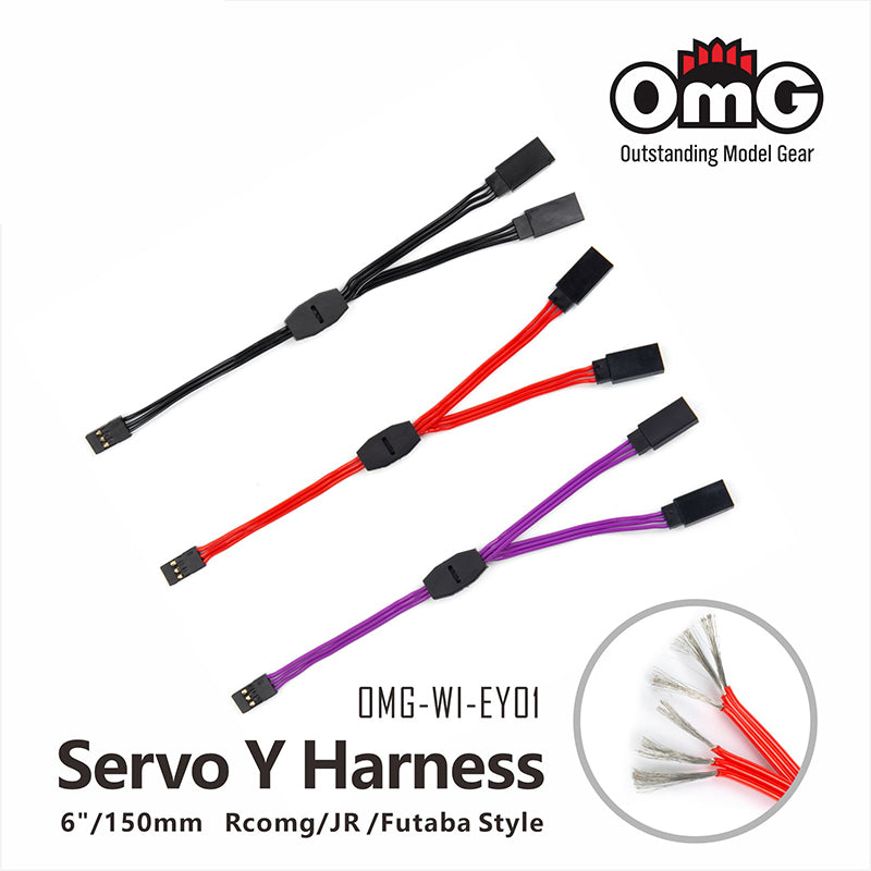 OMG 6"/150mm Servo Y Harness Rcomg/JR/Futaba Style