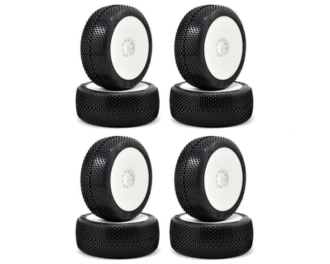 AKA Gridiron II 1/8 Buggy Tires Racer Bundle w/EVO Wheels (White) (Super Soft - Long Wear) (8) (Non-Glued)