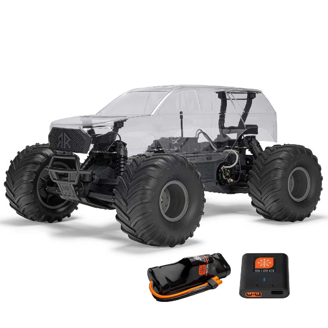 Arrma 1/10 GORGON 2wd Monster Truck Self Assembly RTA KIT SMART USB battery (Battery & Charger Included) - Clear