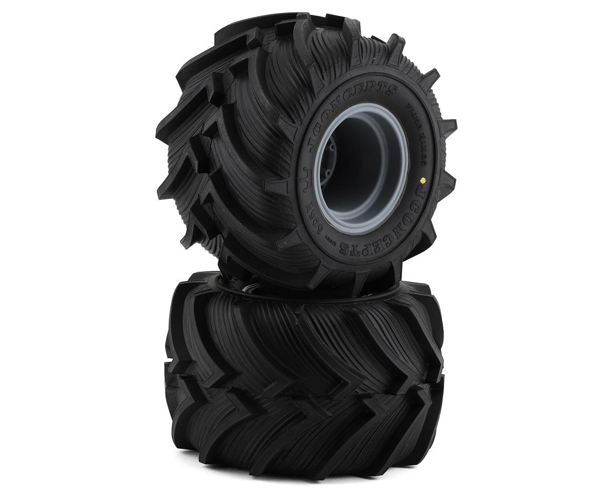JConcepts Fling Kings Pre-Mounted Monster Truck Tires (Silver) (2) (Yellow)