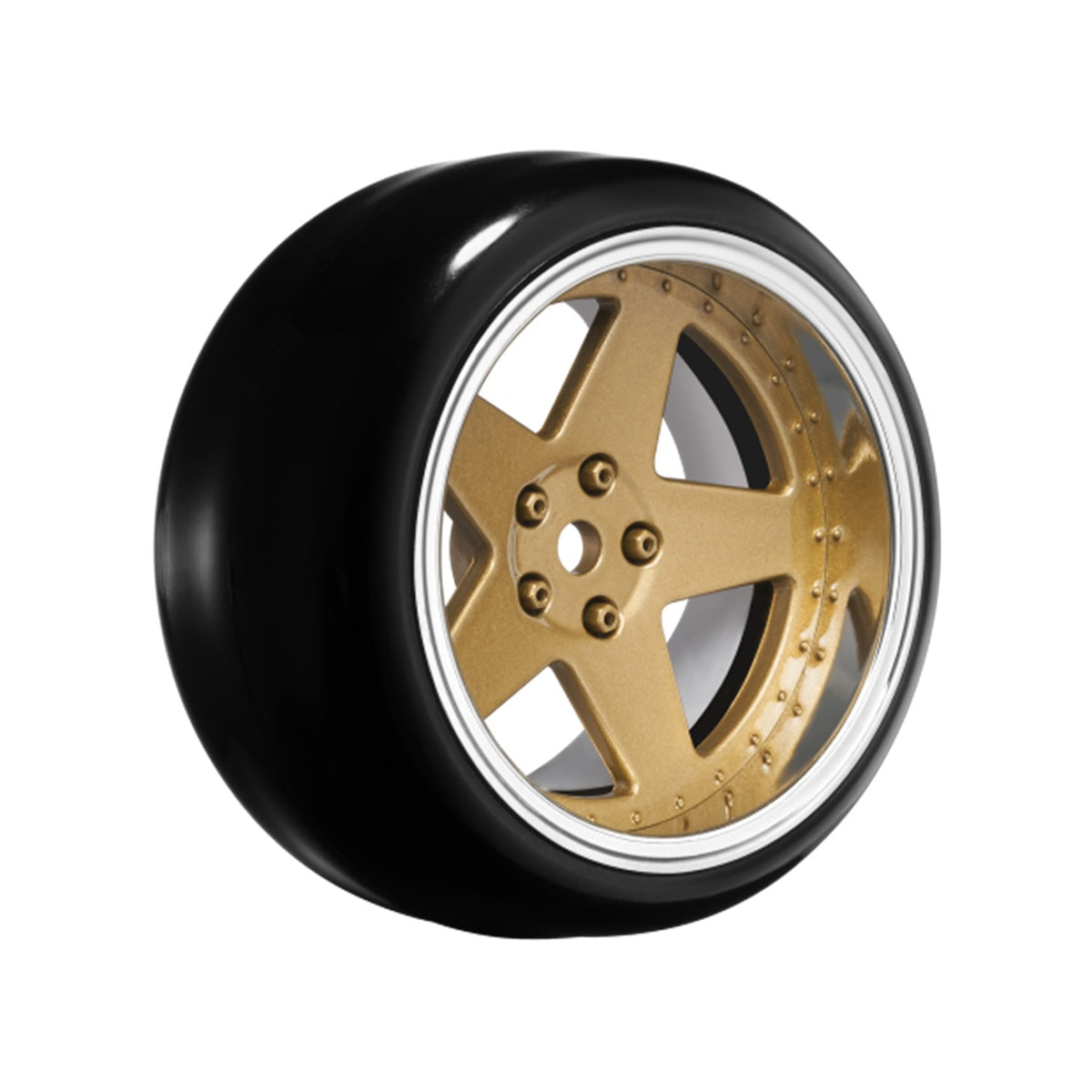 Louise R/C 5 Spoke Bronze 1/10 Wheel Mounted Drift Tire, 2, 4, 6, 8mm Offset, 12mm Hex, 4pcs