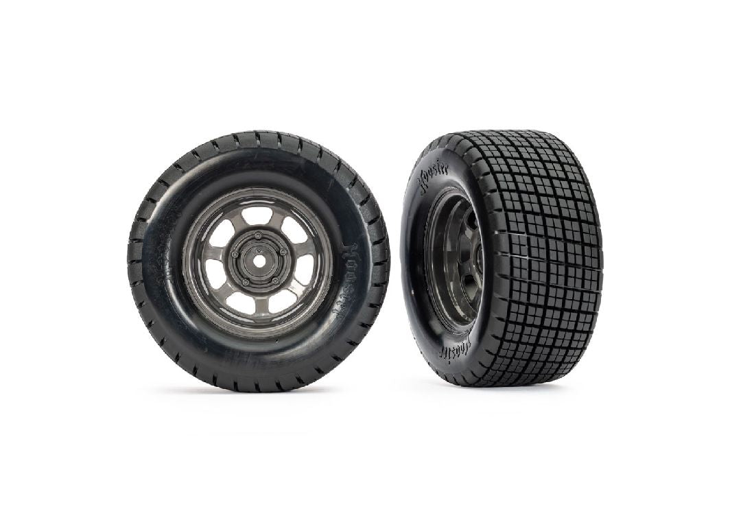 Traxxas Dirt Oval Gray Front Wheels w/ Hoosier Tires (2)