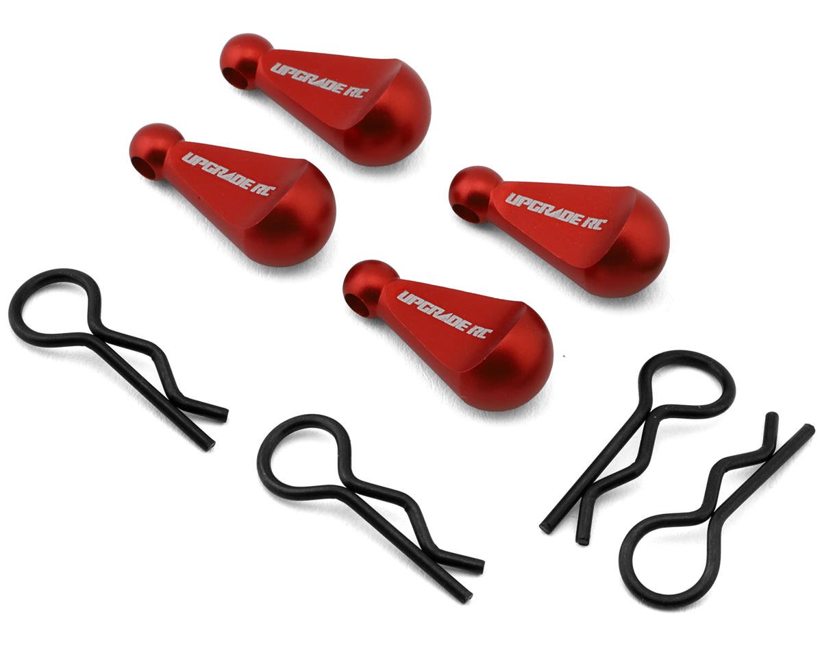 UpGrade RC 1/10 Body Clips with Aluminum Pull Handles (Red) (4