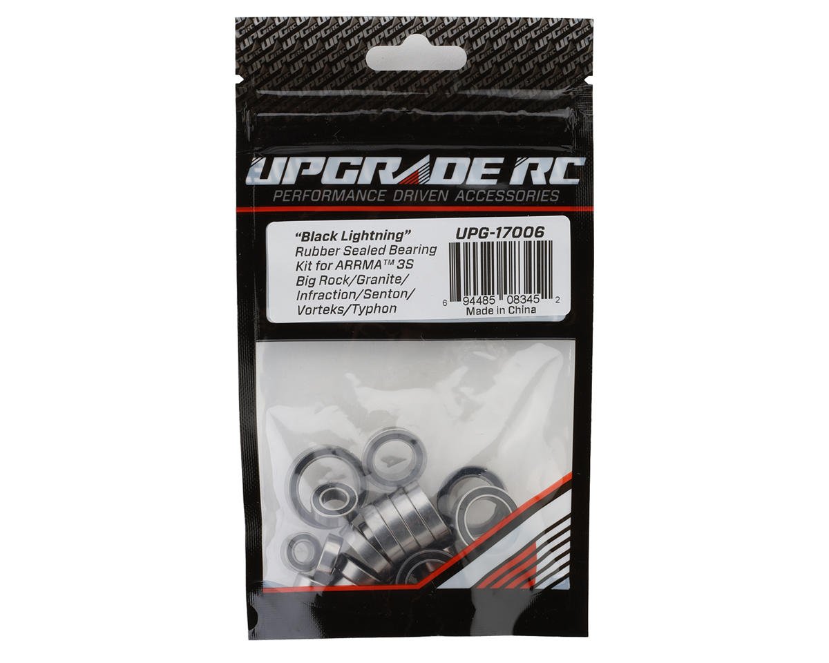 UpGrade RC "Black Lightning" Rubber Sealed Bearing Kit for Arrma™ 3S BLX Big Rock/Infraction/Senton/Vorteks/Typhon