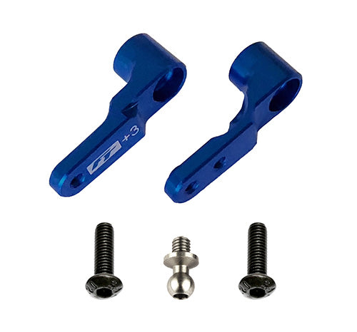 Team Associated RC10B6 FT Steering Bellcranks, +3mm, blue aluminum