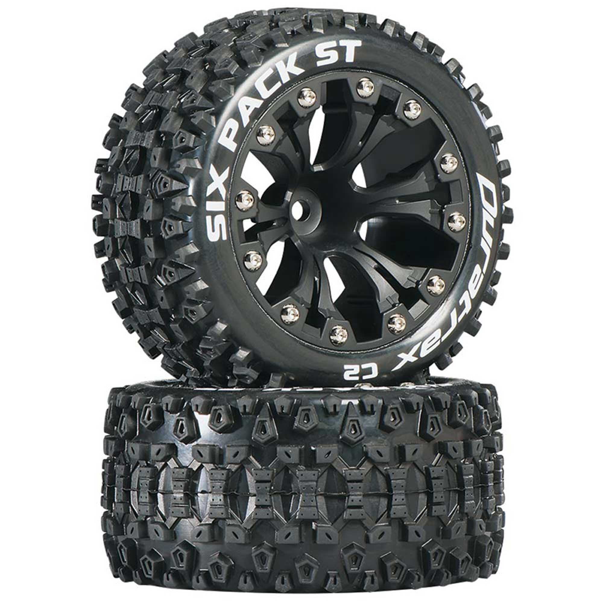 Duratrax Six Pack ST 2.8" 2WD Mounted 1/2" Offset Tires, Black (2)