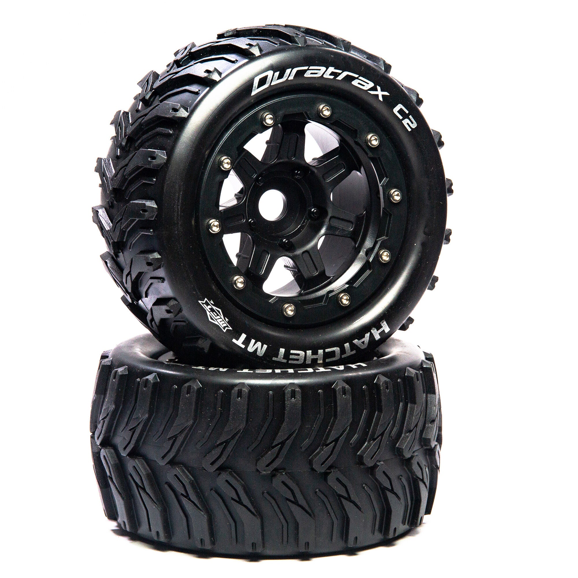 Duratrax Hatchet MT Belt 2.8" Mounted Front/Rear Tires .5 Offset 17mm, Black (2)