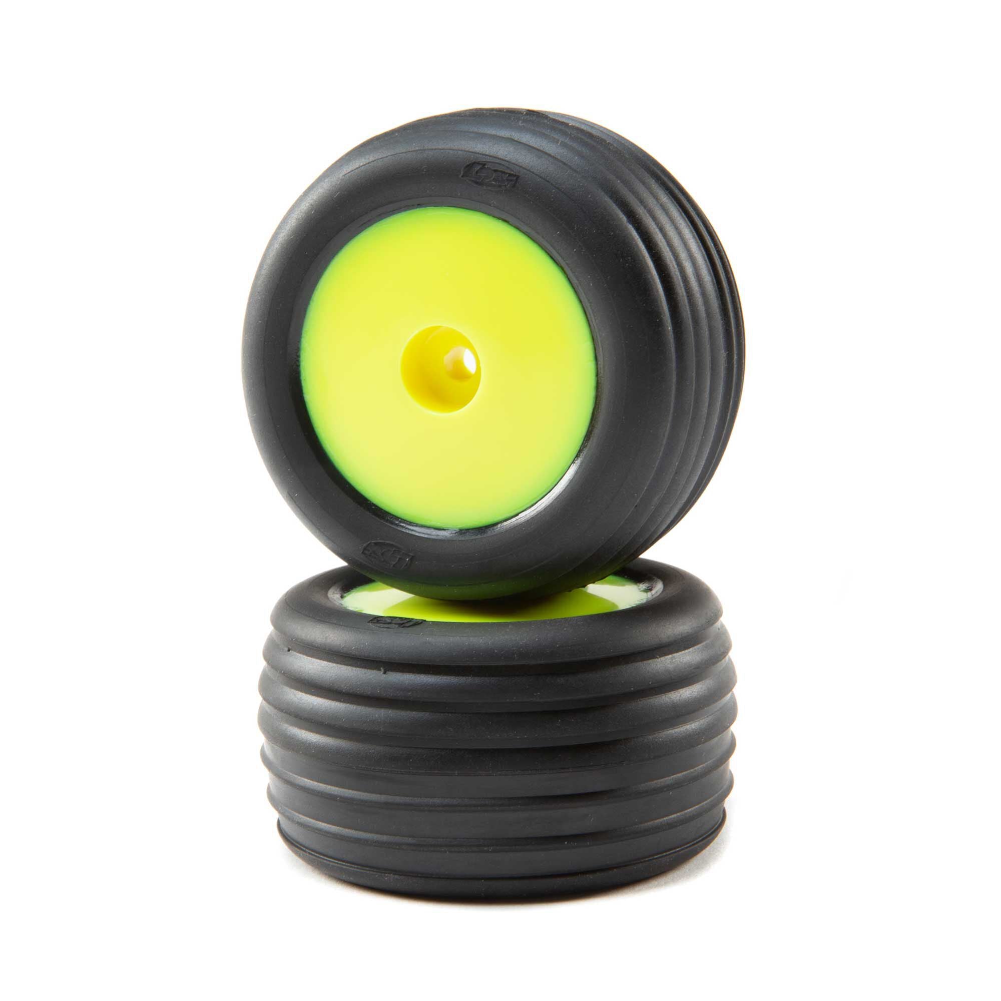 Losi Directional Mounted Front Tires, Yellow (2): Mini-T 2.0
