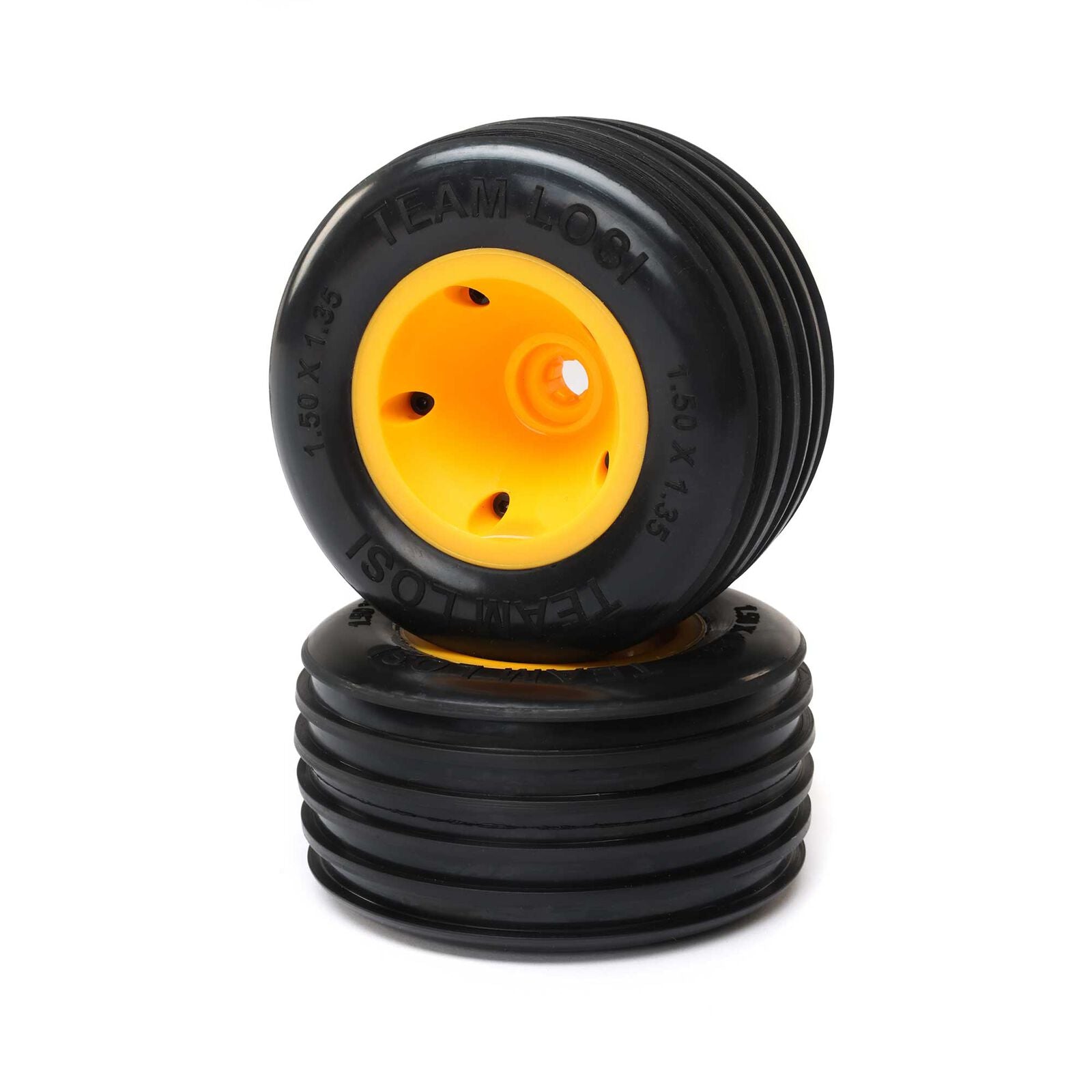 Losi Rib Front Tire, Mounted, Orange(2): Mini JRXT
