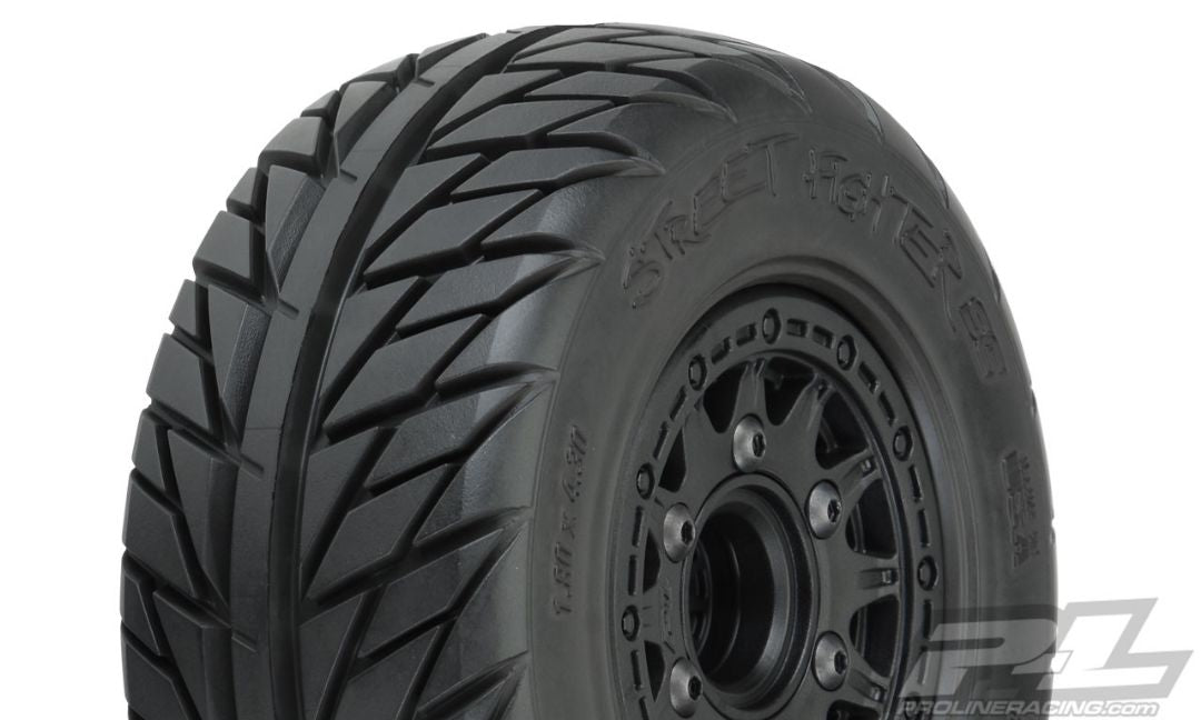 Pro-Line Street Fighter SC 2.2"/3.0" Street Tires Mounted on Raid Black 6x30 Removable Hex Wheels (2) for Slash 2wd & Slash 4x4 Front or Rear
