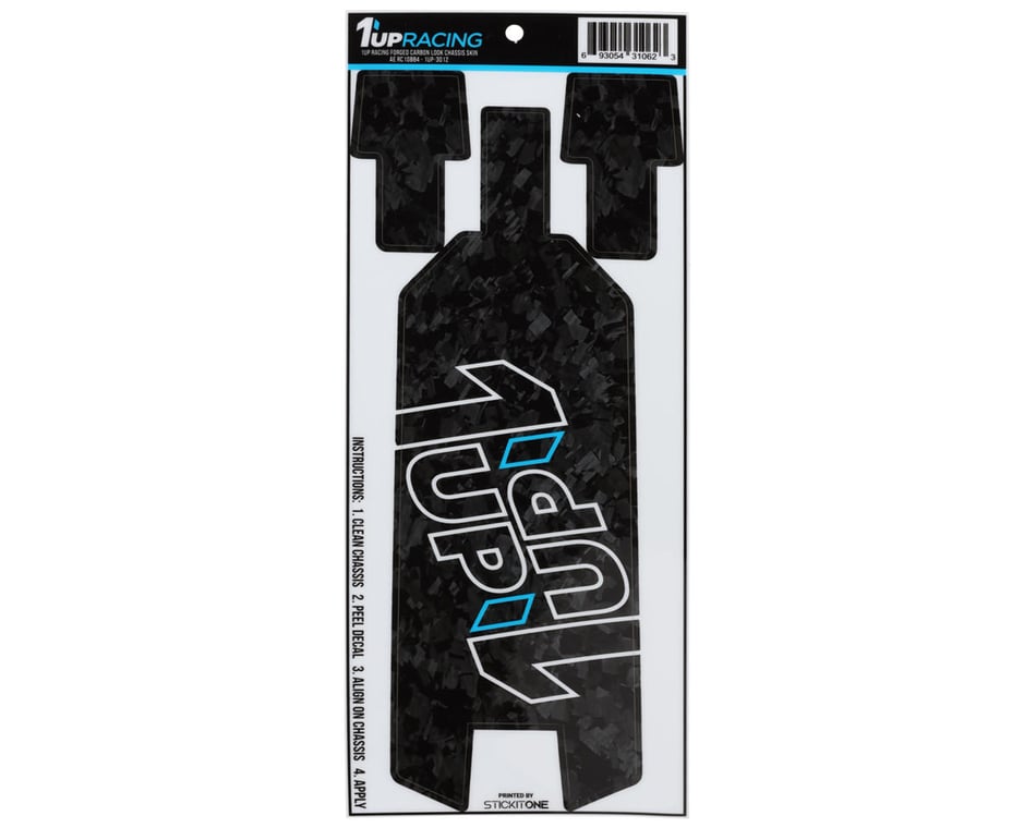 1UP Racing Team Associated RC10B84 Twin 1UP Outline Logo Chassis Protector Sheet (Forged Carbon)