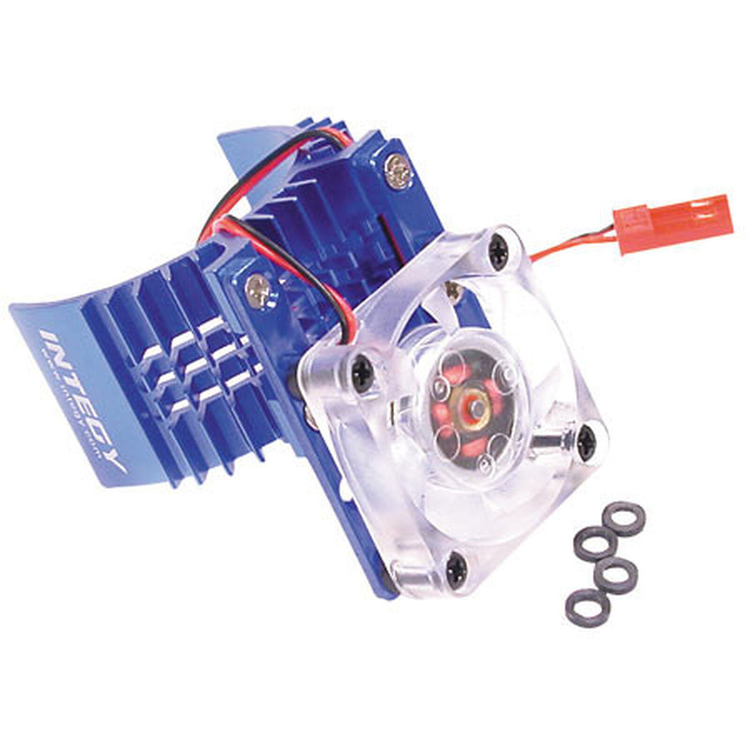 Integy Motor Heatsink & Fan, Blue: Traxxas Slash, Stampede, Rustler, Bandit 2WD