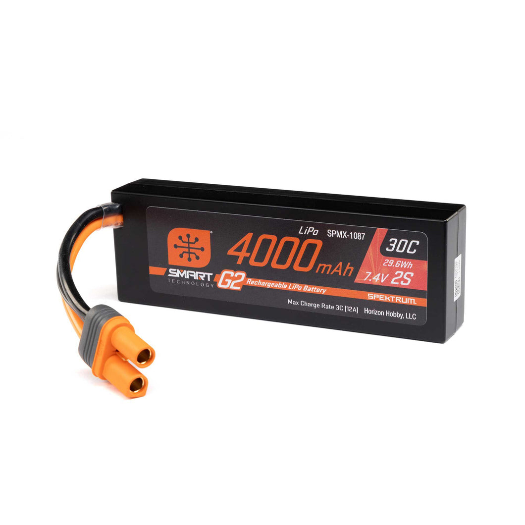 Spektrum 7.4V 4000mAh 2S 30C Smart G2 Hardcase LiPo Battery: IC5