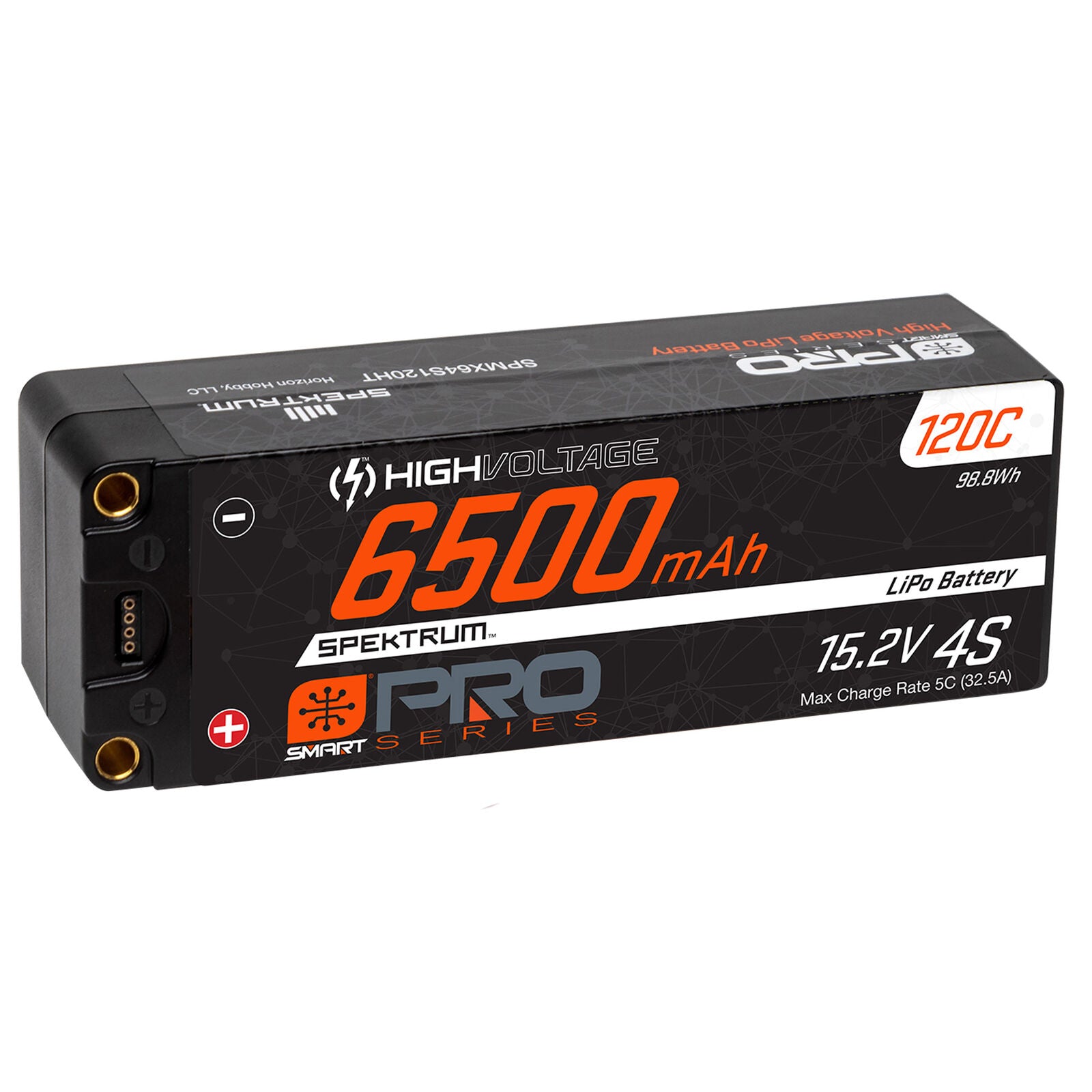 Spektrum 6500mAh 4S 120C Smart Pro Race Hardcase HV-LiPo Battery:  Tubes, 5mm