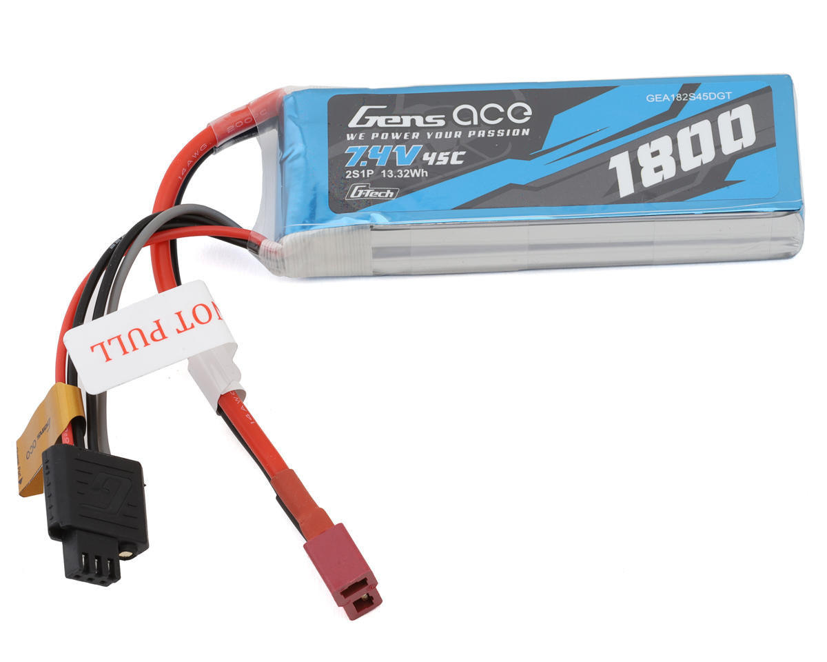 Gens Ace G-Tech 1800mAh 2S 7.4V 45C LiPo Deans Plug