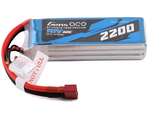 Gens Ace 3s LiPo Battery 60C (11.1V/2200mAh) w/T-Style Connector