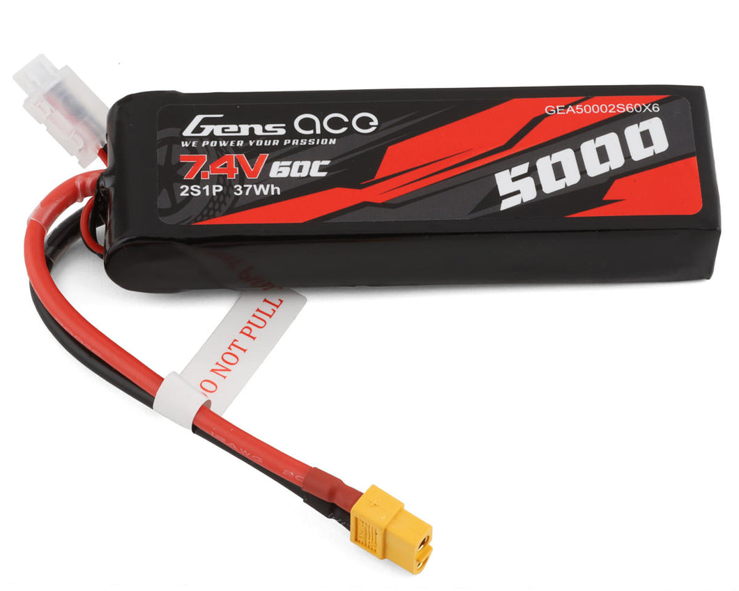 Gens Ace 2S LiPo Battery 60C (7.4V/5000mAh) w/XT-60 Connector