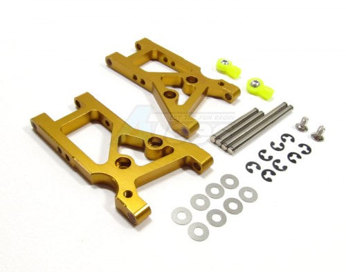 GPM Racing Aluminum Rear Arm With Shims & E-clips & Pins & Ball Screws & Screws - 1pr Set Green for HPI RS4 3