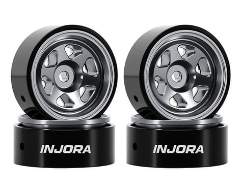 Injora Axial SCX30 D18 0.7" 6-Spoke Aluminum Micro Rock Crawler Beadlock Wheels (Titanium) (4) (4g ea)