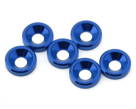 J&T Bearing Co. 3mm Aluminum Countersunk Washers (Blue) (6)