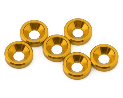 J&T Bearing Co. 3mm Aluminum Countersunk Washers (Blue) (6)