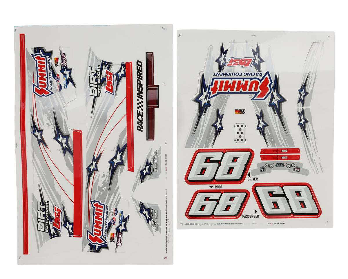 Losi 22S Dirt Late Model Summit Racing Decal Sheets