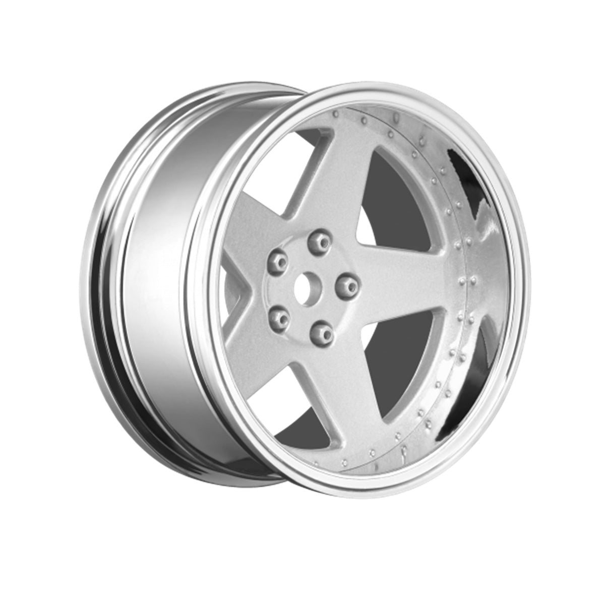 Louise R/C 5 Spoke Matte Silver 1/10 Drift Wheel, 2, 4, 6, 8mm Offset, 12mm Hex, 4pcs