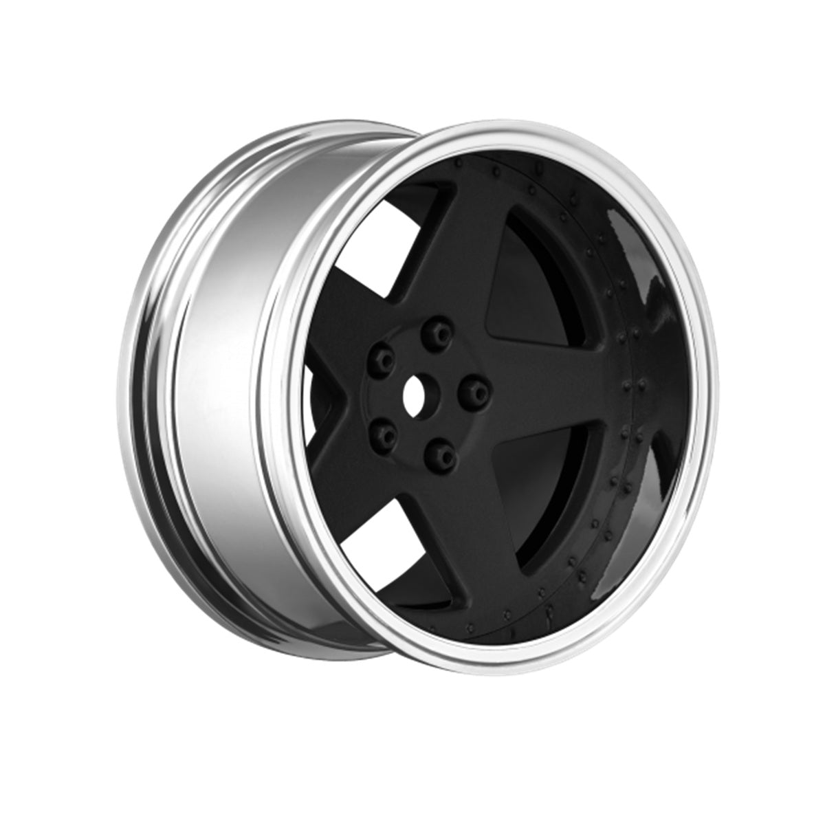 Louise R/C 5 Spoke Matte Black 1/10 Drift Wheel, 2, 4, 6, 8mm Offset, 12mm Hex, 4pcs