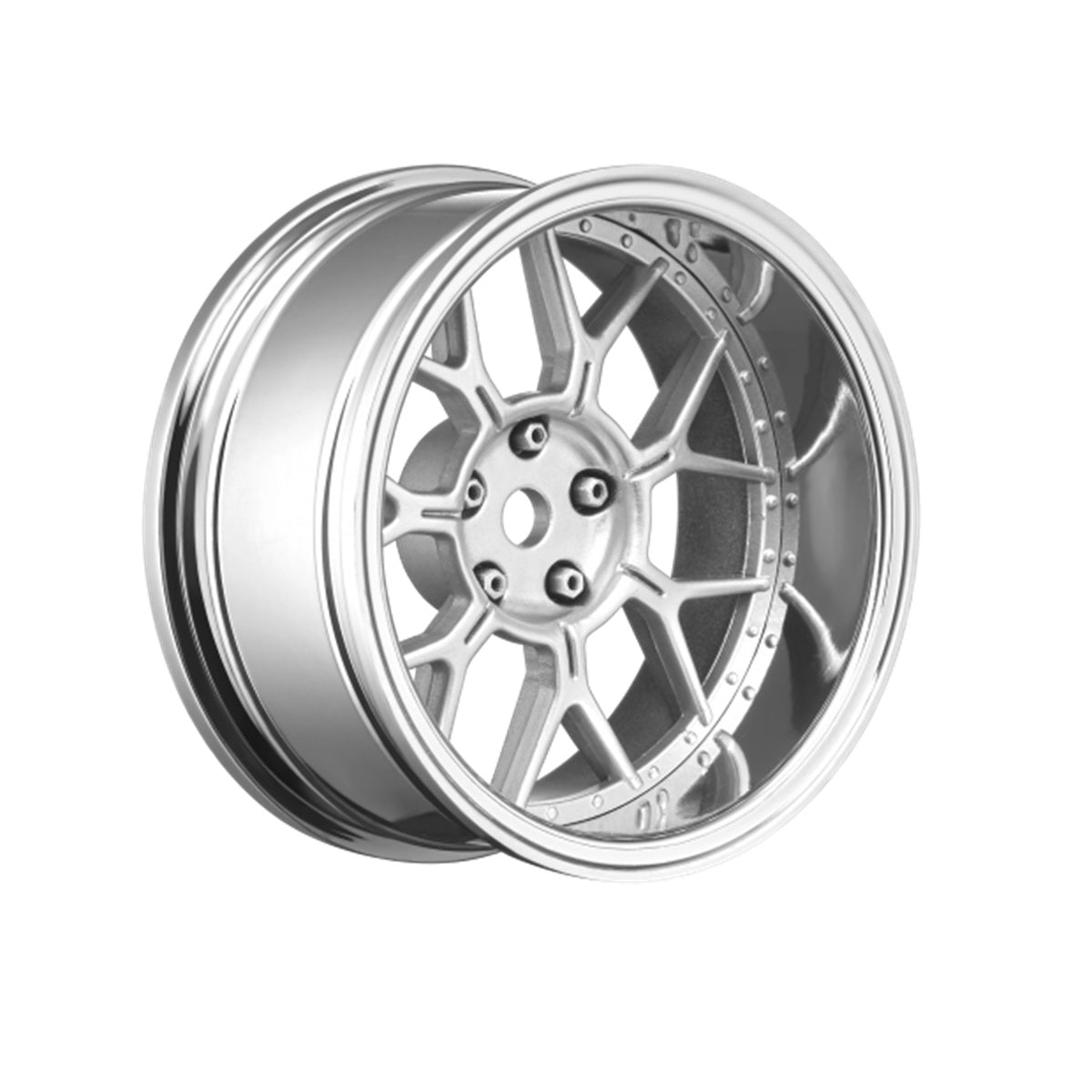Louise R/C 14 Spoke Matte Silver 1/10 Drift Wheel, 2, 4, 6, 8mm Offset, 12mm Hex, 4pcs
