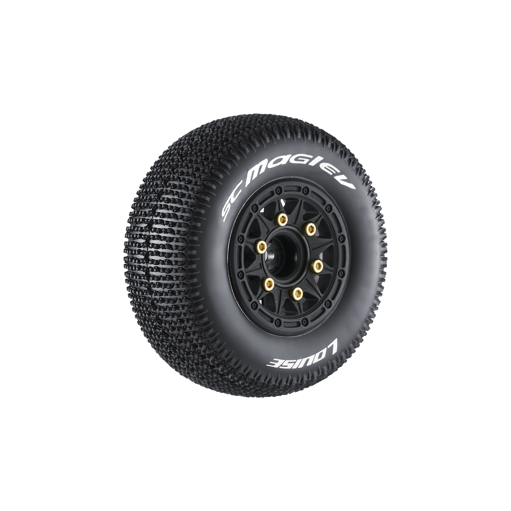 SC-Maglev 1/10 Short Course Tires, Soft, 12, 14 & 17mm Removable Hex on Black Rim (2)