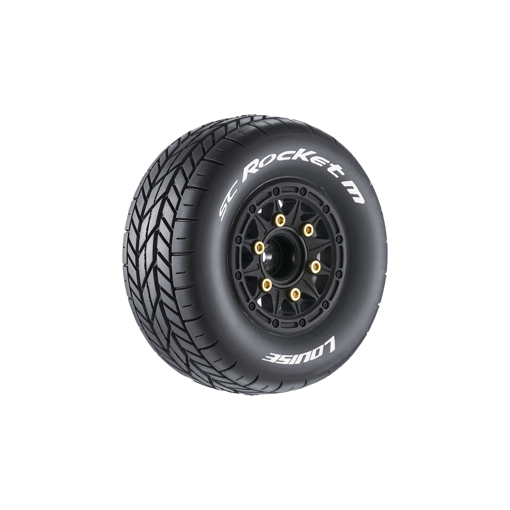 SC-Rocket M Oval Track 1/10 Short Course Tires, Soft, 12, 14 & 17mm Removable Hex on Black Rim (2)