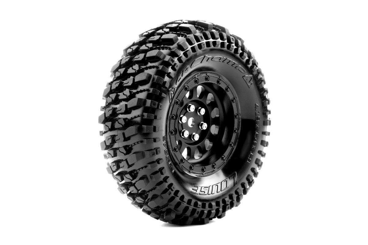 CR-Champ 1/10 1.9" Crawler Class 1 Tires, 12mm Hex, Super Soft, Mounted on Black Rim, Front/Rear (2)