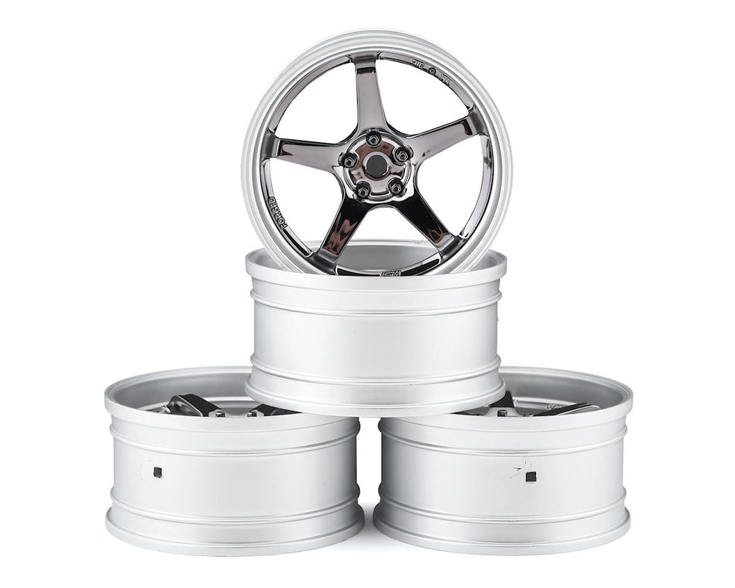 MST GT Wheel Set (Matte Silver/Black Chrome) (4) (Offset Changeable) w/12mm Hex