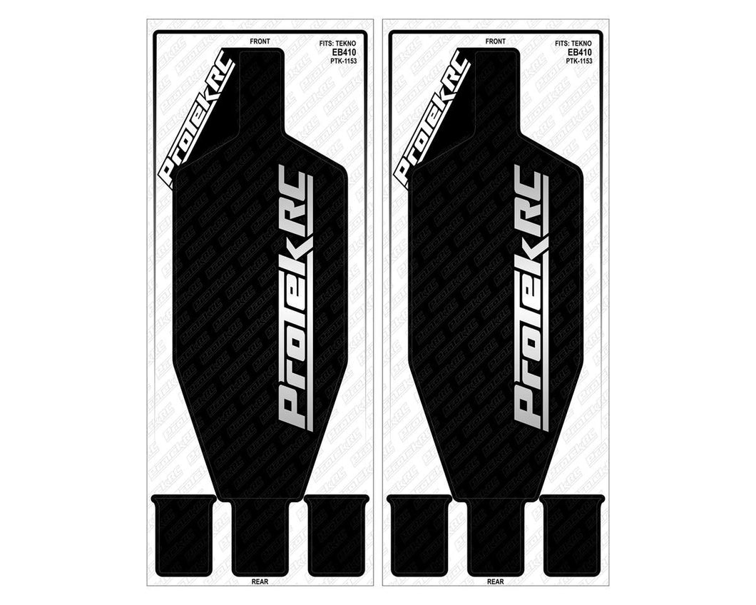 ProTek RC Tekno EB410 Thick Precut Chassis Protective Sheet (Black) (2) (updated cut path 2020)