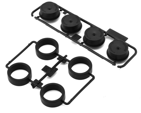 Tamiya JR Mini 4WD Low Friction 31mm Large Diameter Tires (4) (Hard) w/Carbon Dish Wheels