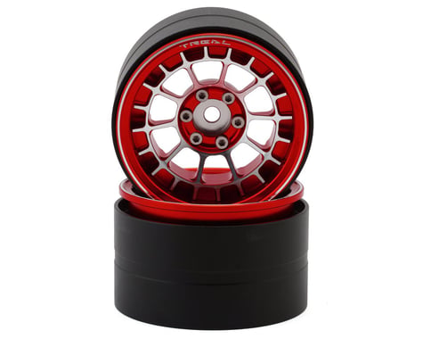 Treal Hobby 2.2" Type-A Aluminum 1/10 Rock Crawler Beadlock Wheels (Red) (2) (115g ea)