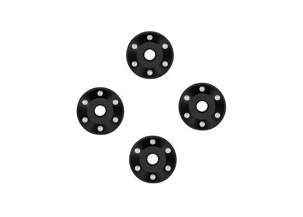 Traxxas Wheel washers, machined aluminum, black (4)