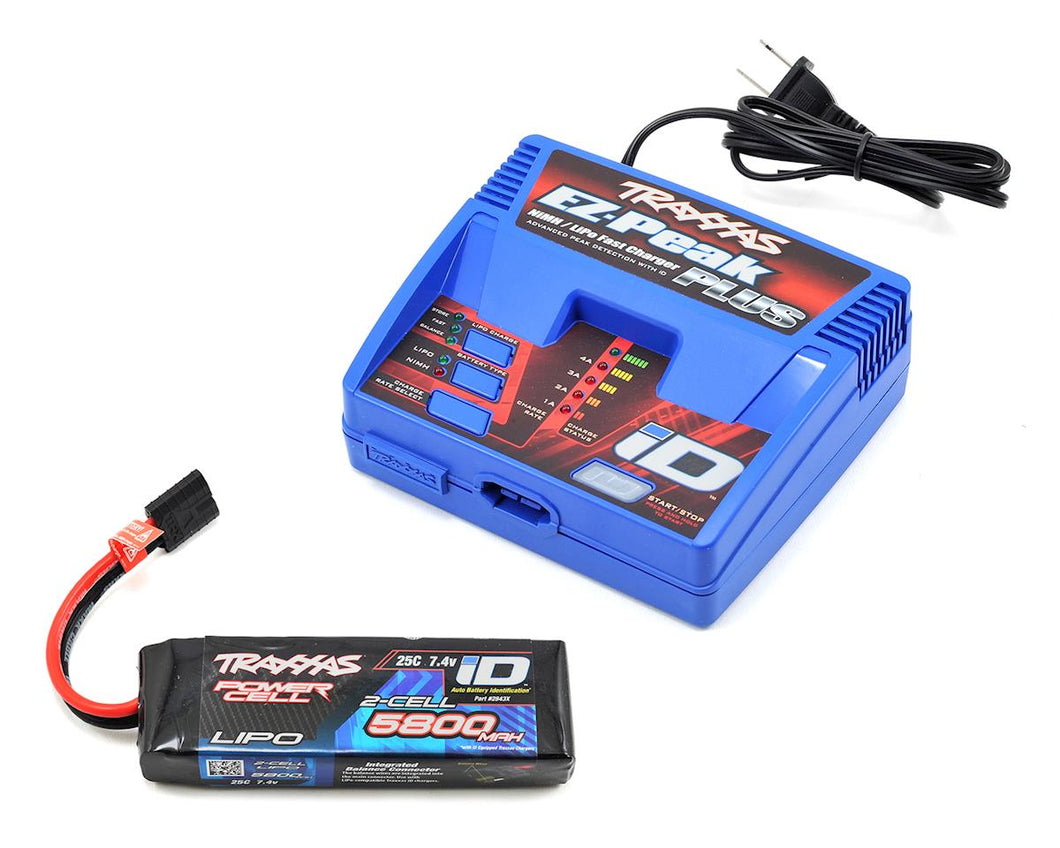 Traxxas EZ-Peak Multi-Chemistry Battery Charger (TRA2970) with 1x 5800mAh 7.4V 2Cell 25C LiPo Batteries (TRA2843X)