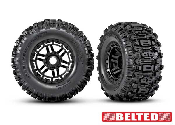 Traxxas Premount 2.8" Black Wheels & Sledgehammer® Belted