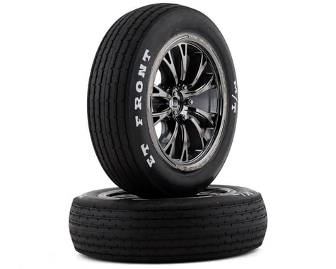 Traxxas Drag Slash Front Pre-Mounted Tires (Black Chrome) (2) w/Weld Wheels & 12mm Hex