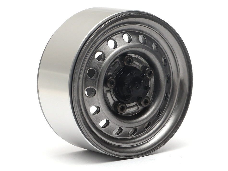 Boom Racing 1.55" 16-Hole Classic Steelie Reversible Beadlock Wheels (Rear) w/ XT504 Hubs (2) Gun Metal