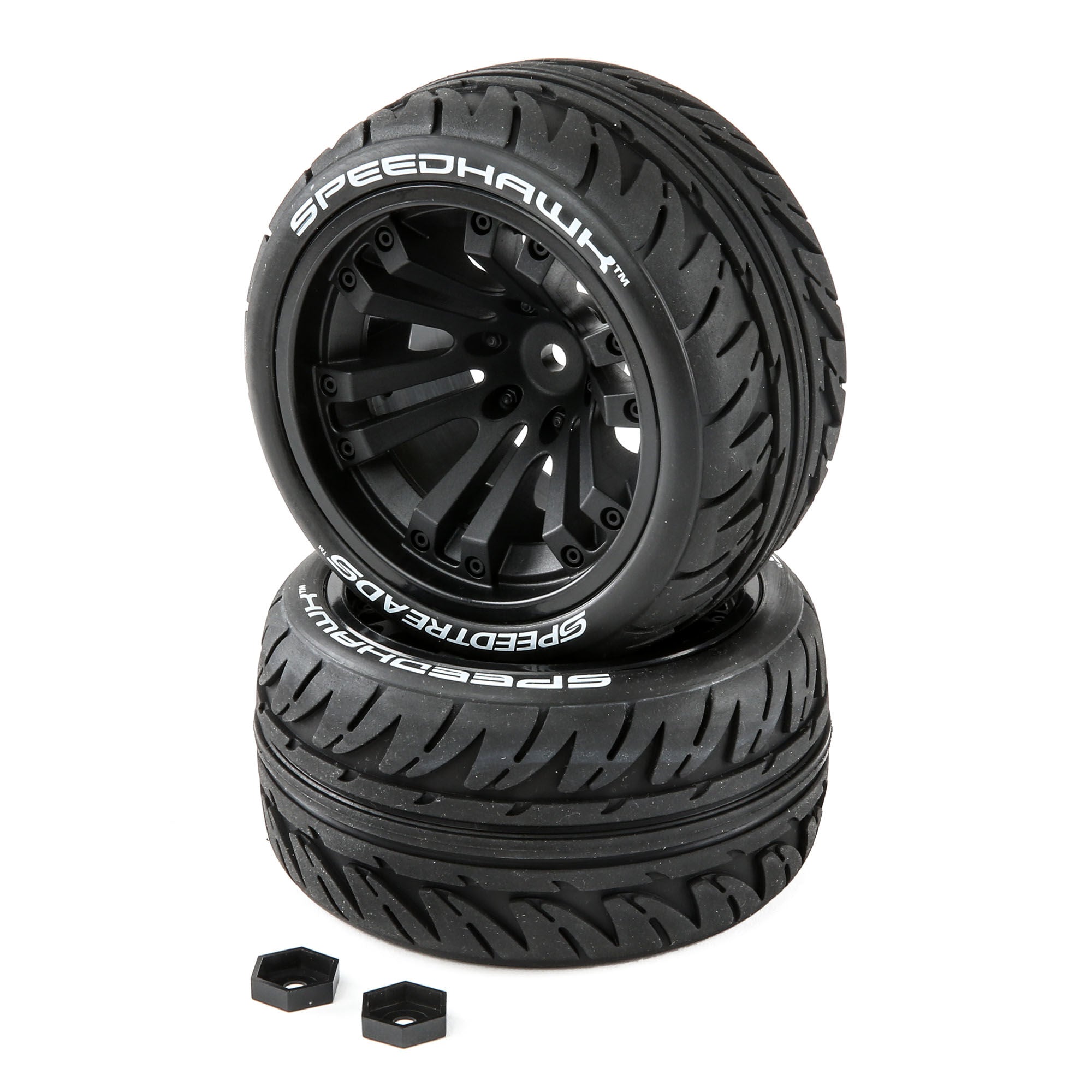 Duratrax SpeedTreads Speedhawk Tires Mounted (2):  1/10 Stadium/Monster Truck