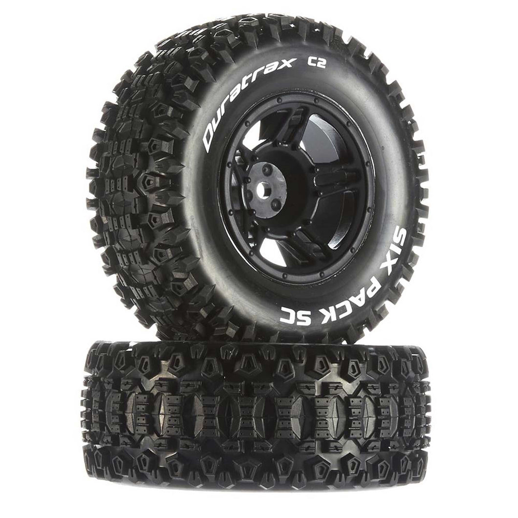 Duratrax Six-Pack SC C2 Mounted Tires: Traxxas Slash Front (2)