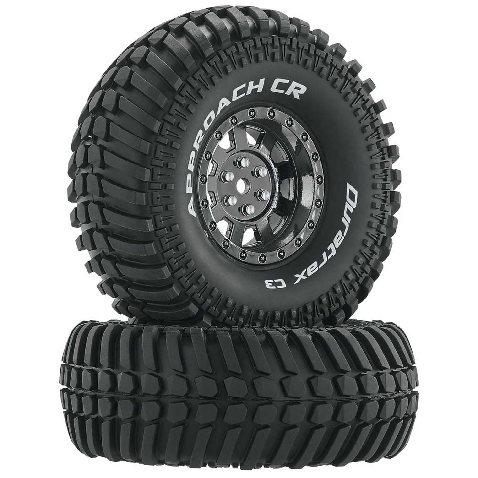 Duratrax Approach CR C3 Mounted 1.9" Crawler Tires, Black Chrome (2)