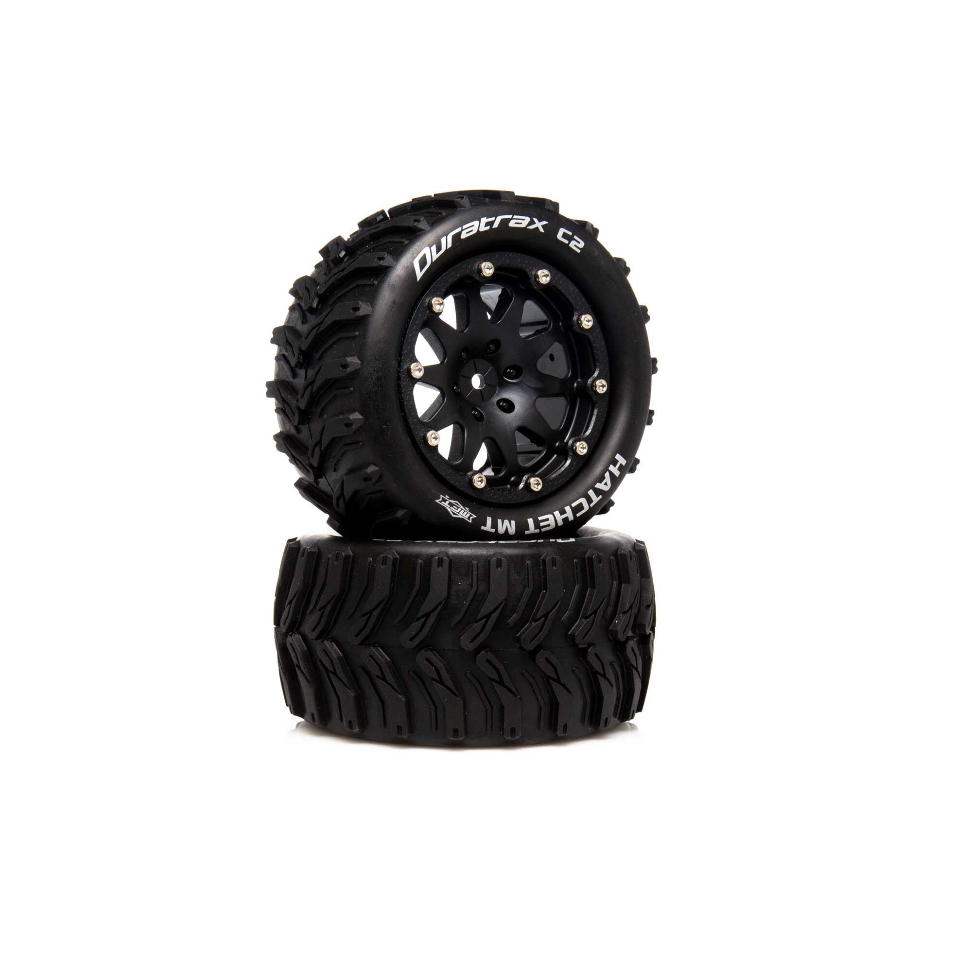 Duratrax Hatchet MT Belted 2.8" 2WD Mounted Rear Tires, 0 Offset, Black (2)
