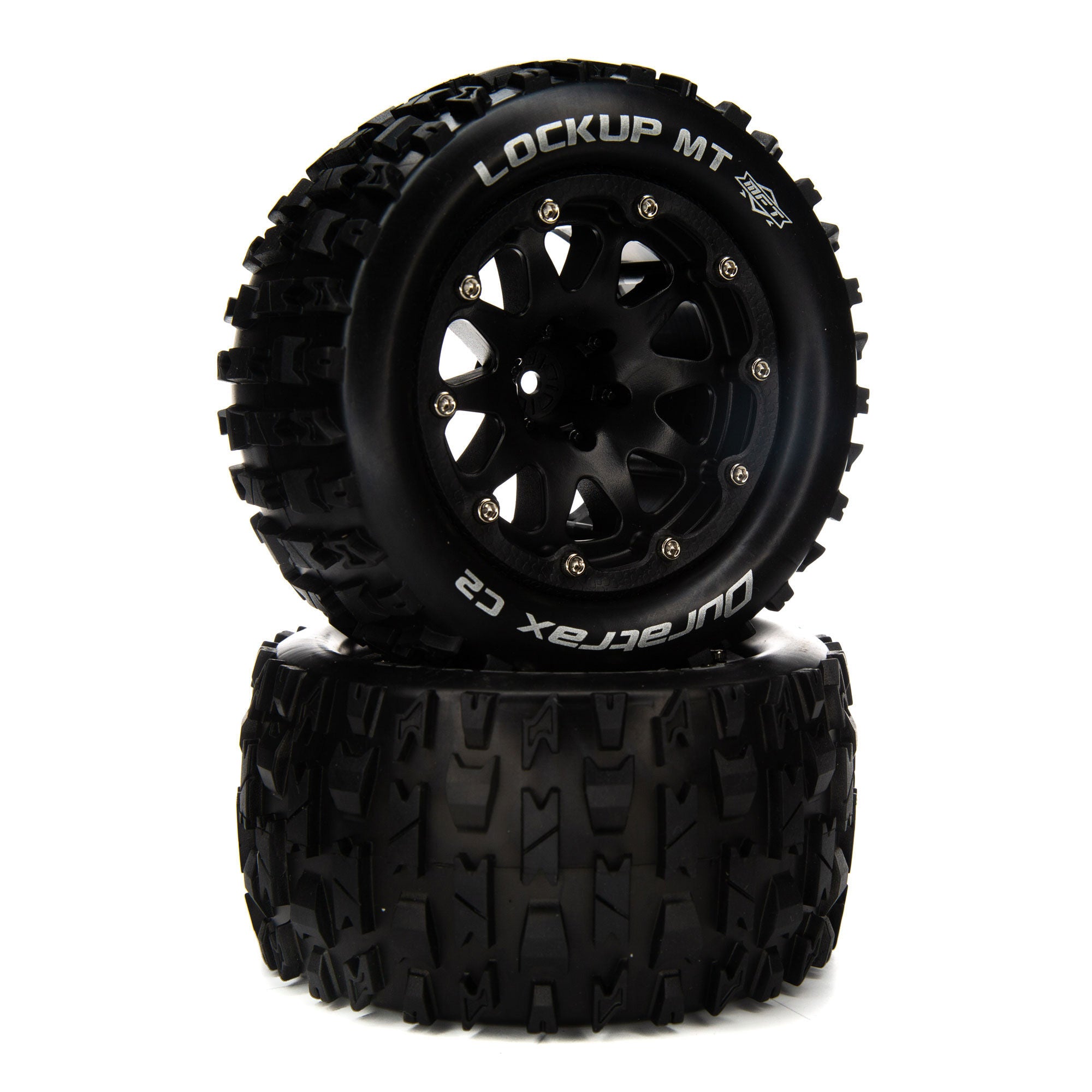 Duratrax Lockup MT Belted 2.8" Mounted Front/Rear Tires, 14mm Black (2)