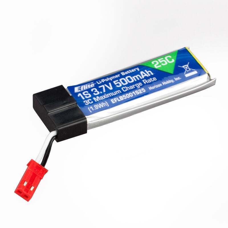 E-flite 3.7V 500mAh 1S 25C LiPo Battery: JST