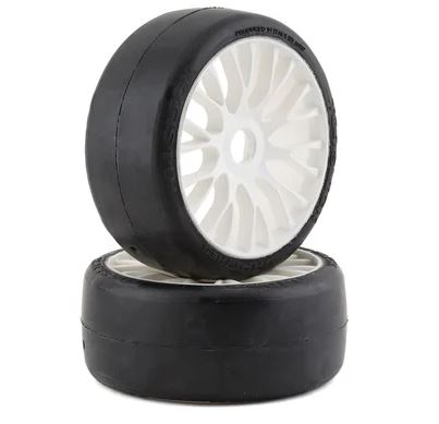 GRP GT - TO4 Slick Belted Pre-Mounted 1/8 Buggy Tires (White) (2) (XM7) w/FLEX Wheel- XM7