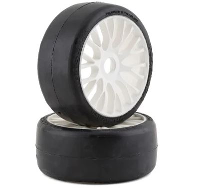GRP GT - TO4 Slick Belted Pre-Mounted 1/8 Buggy Tires (White) (2) (XM5) w/RIGID Wheel - XM5