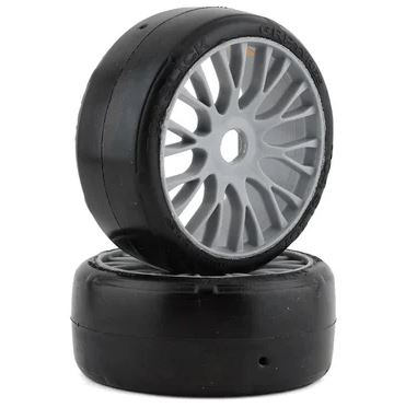 GRP GT - TO4 Slick Belted Pre-Mounted 1/8 Buggy Tires (Silver) (2) (XM5) w/FLEX Wheel- XM5